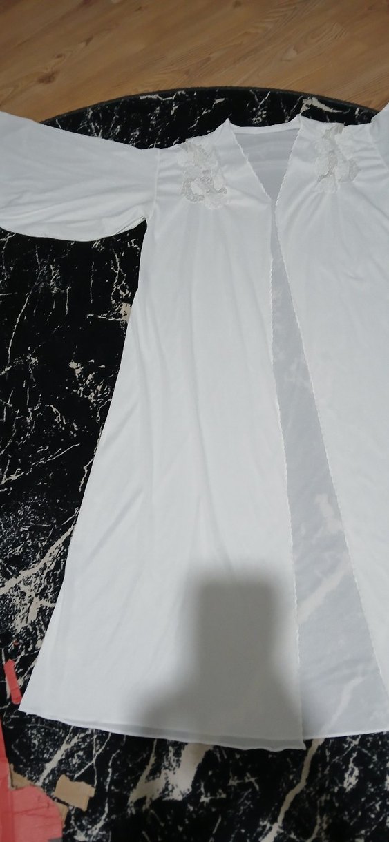 Kadın Uzun Beyaz sabahlık - Görsel 2