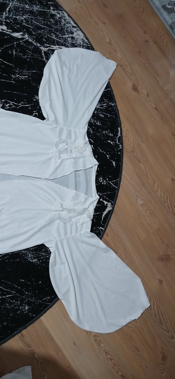 Kadın Uzun Beyaz sabahlık - Görsel 4