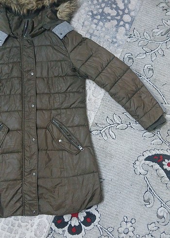 Düğmeli Kahverengi Midi Kış Kadın Montu - Görsel 3