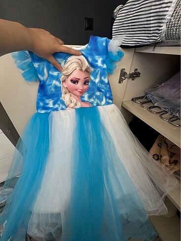 5 Yaş Beden mavi Renk Elsa elbise