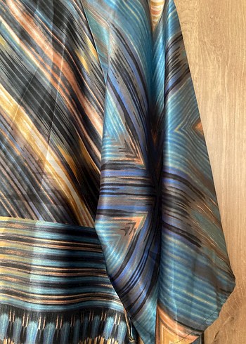 Mavi Saten Bohem Uzun Tunik - Görsel 3