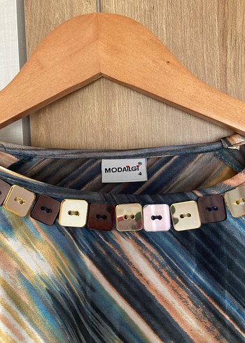 Mavi Saten Bohem Uzun Tunik - Görsel 6