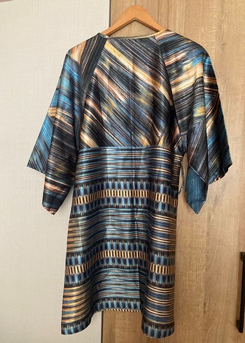 Mavi Saten Bohem Uzun Tunik - Görsel 2