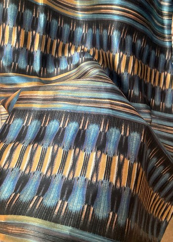 Mavi Saten Bohem Uzun Tunik - Görsel 5