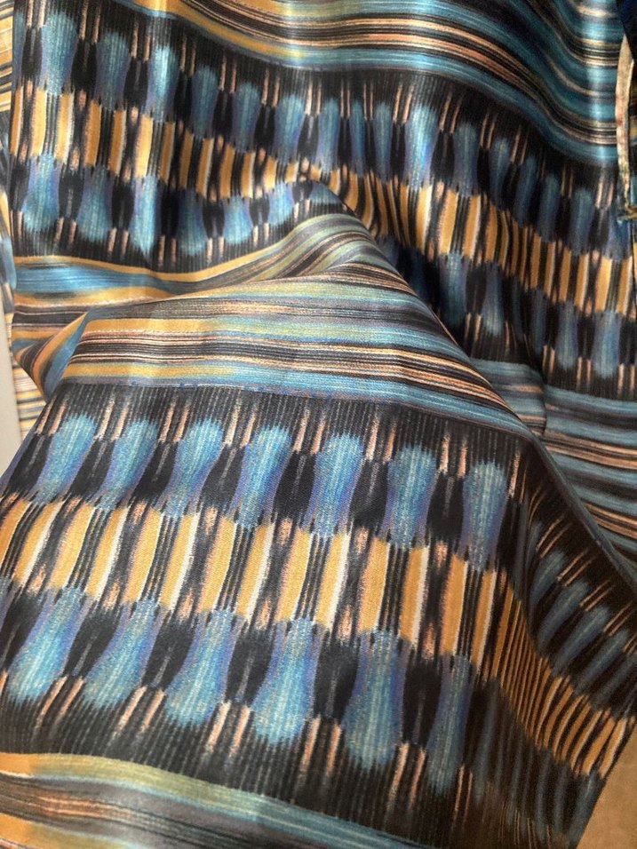 Mavi Saten Bohem Uzun Tunik - Görsel 5