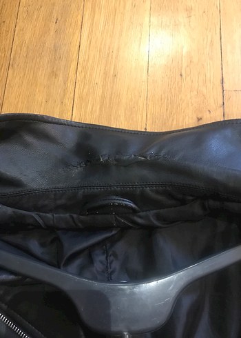 Kadın Siyah Deri Biker Ceket - Görsel 5