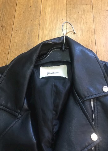 Kadın Siyah Deri Biker Ceket - Görsel 4