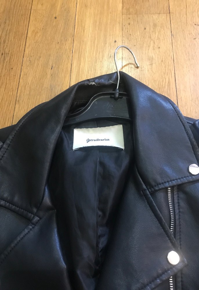 Kadın Siyah Deri Biker Ceket - Görsel 4