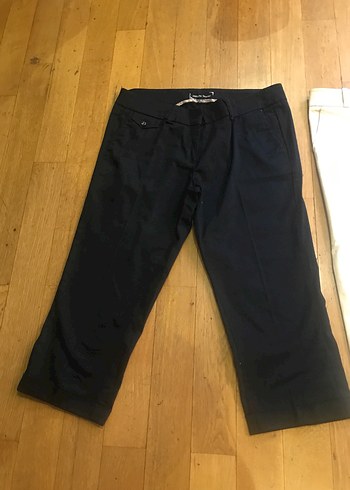 Kadın Beyaz Pamuklu Midi Kumaş Pantolon - Görsel 5