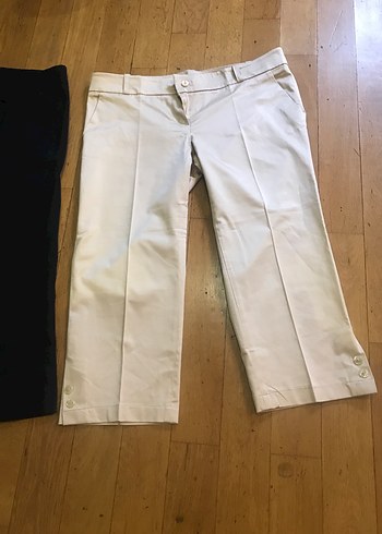 Kadın Beyaz Pamuklu Midi Kumaş Pantolon - Görsel 4