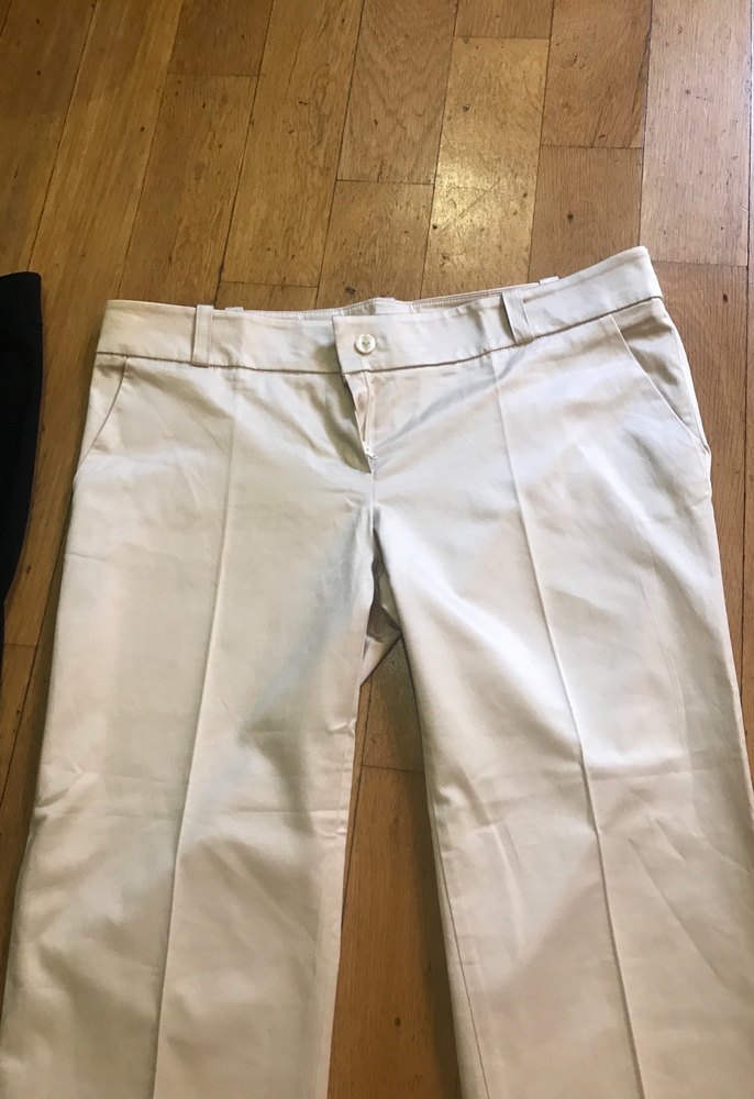 Kadın Beyaz Pamuklu Midi Kumaş Pantolon - Görsel 2