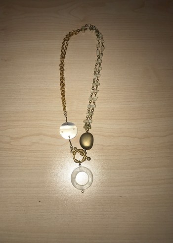 Bej Uzun Zincir Detaylı Bohem Kadın Kolye - Görsel 5