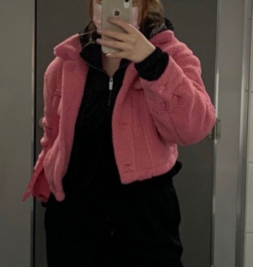 Bershka Pembe Peluş Kadın Kısa Ceket - Görsel 2