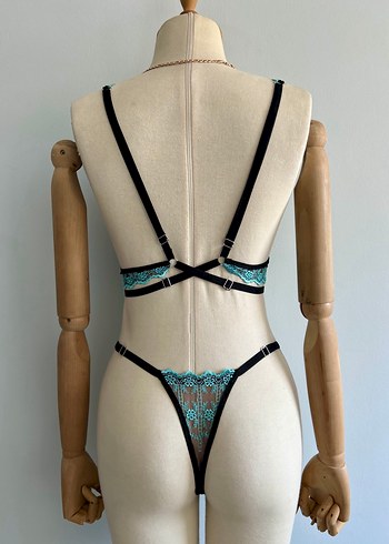 Tasarımcı Nakışlı Turkuaz Bohem Bralet J. Takım