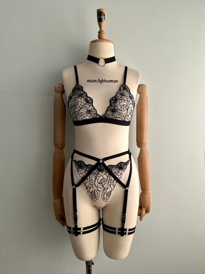 Gotik Desenli Bej Bralet Takım Takım (Aksesuarlı) - Görsel 2