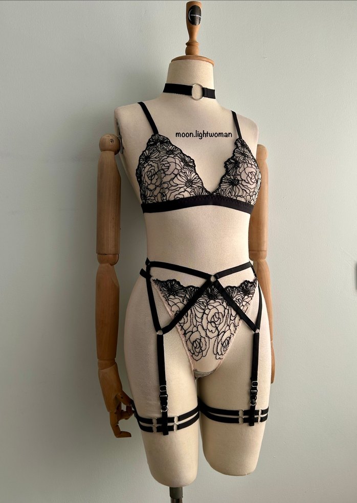 Gotik Desenli Bej Bralet Takım Takım (Aksesuarlı) - Görsel 4