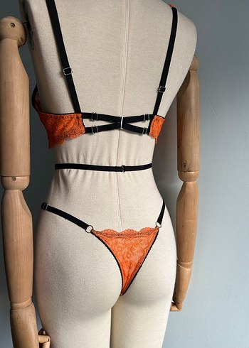 Turuncu Bohem Dantel Sütyen Takımı (Aksesuarlı) - Görsel 5