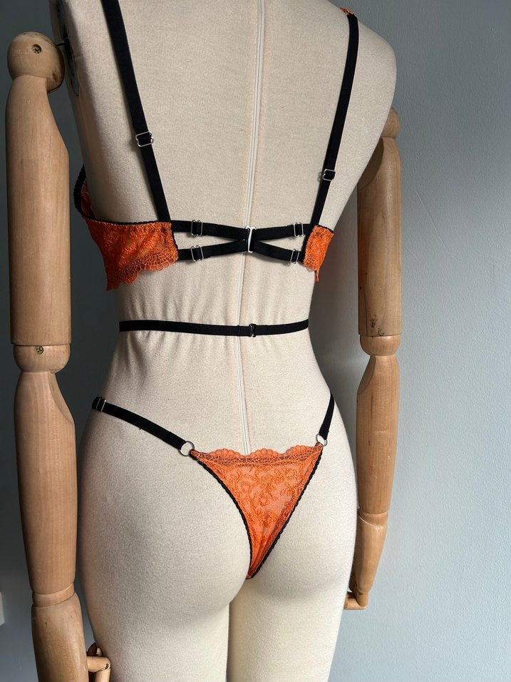 Turuncu Bohem Dantel Sütyen Takımı (Aksesuarlı) - Görsel 5