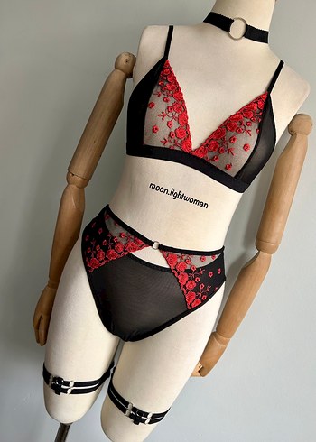 Kırmızı Tasarım Bralet Takım (Aksesuarlı) - Görsel 2