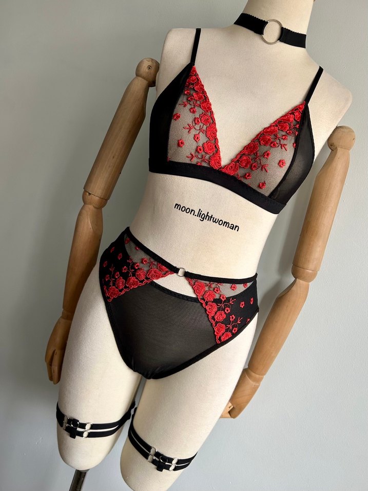 Kırmızı Tasarım Bralet Takım (Aksesuarlı) - Görsel 2