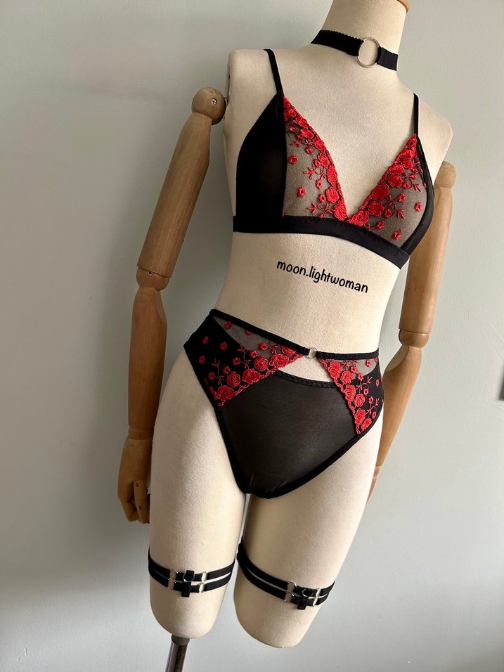 Kırmızı Tasarım Bralet Takım (Aksesuarlı) - Görsel 3