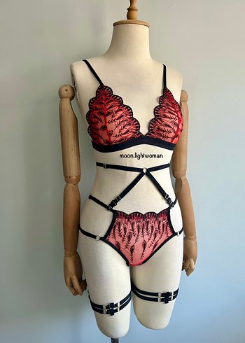 Tasarım Kırmızı Bralet Takım (Aksesuarlı) - Görsel 5