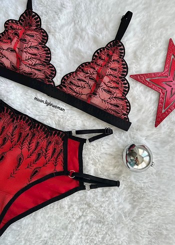 Tasarım Kırmızı Bralet Takım (Aksesuarlı) - Görsel 2