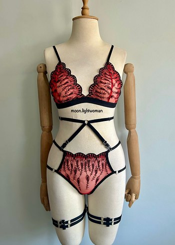 Tasarım Kırmızı Bralet Takım (Aksesuarlı) - Görsel 4