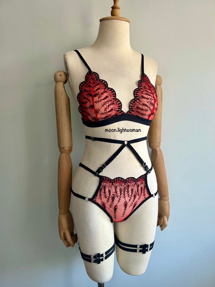 Tasarım Kırmızı Bralet Takım (Aksesuarlı) - Görsel 5