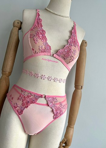 Tasarım Pembe Bralet Çamaşır Takım - Görsel 3