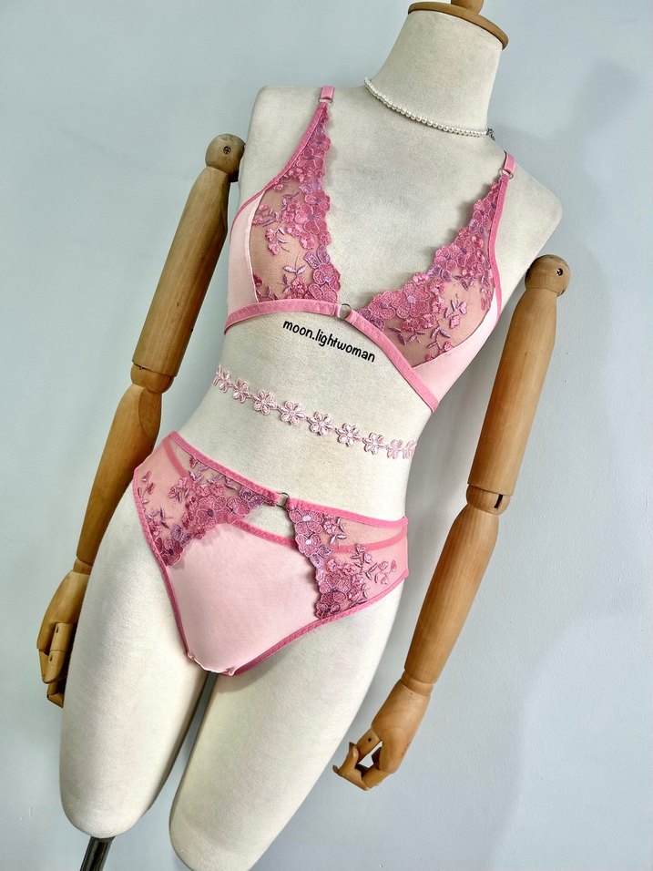 Tasarım Pembe Bralet Çamaşır Takım - Görsel 4