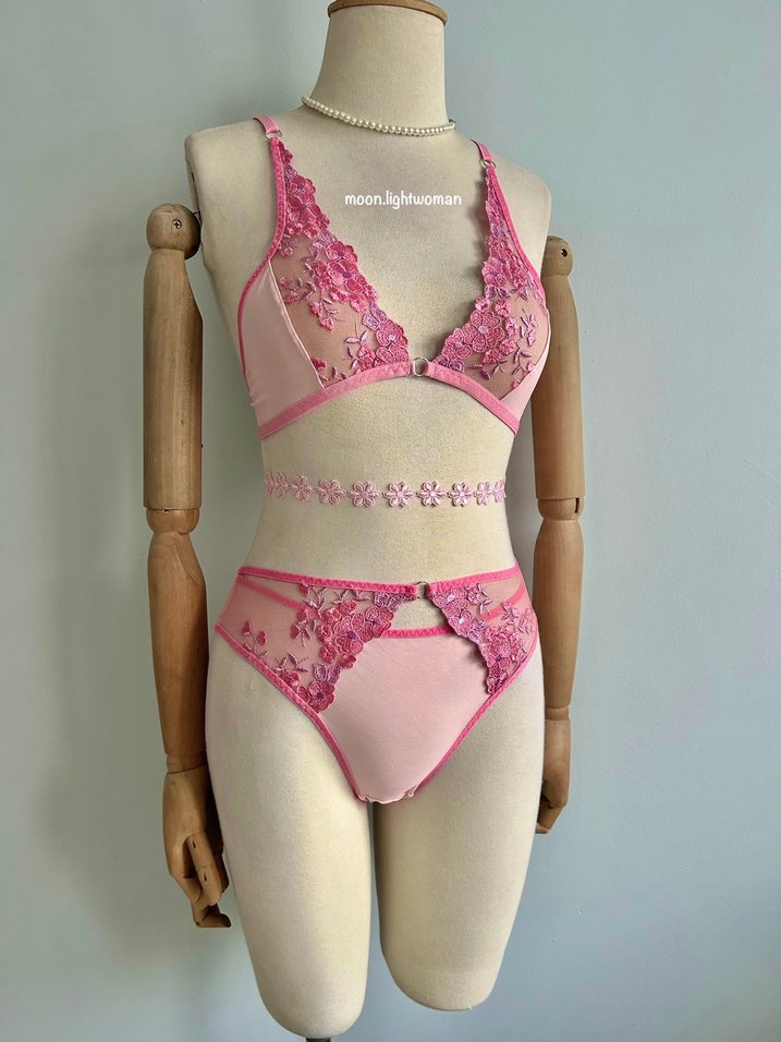 Tasarım Pembe Bralet Çamaşır Takım - Görsel 5