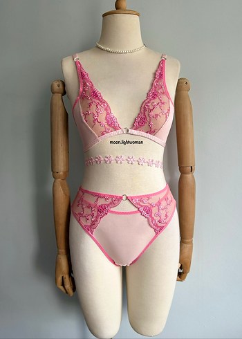 Tasarım Pembe Bra-Sütyen Takım - Görsel 3