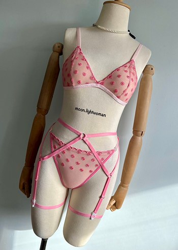 Tasarım Pembe Bralet Takım (Aksesuarlı) - Görsel 2