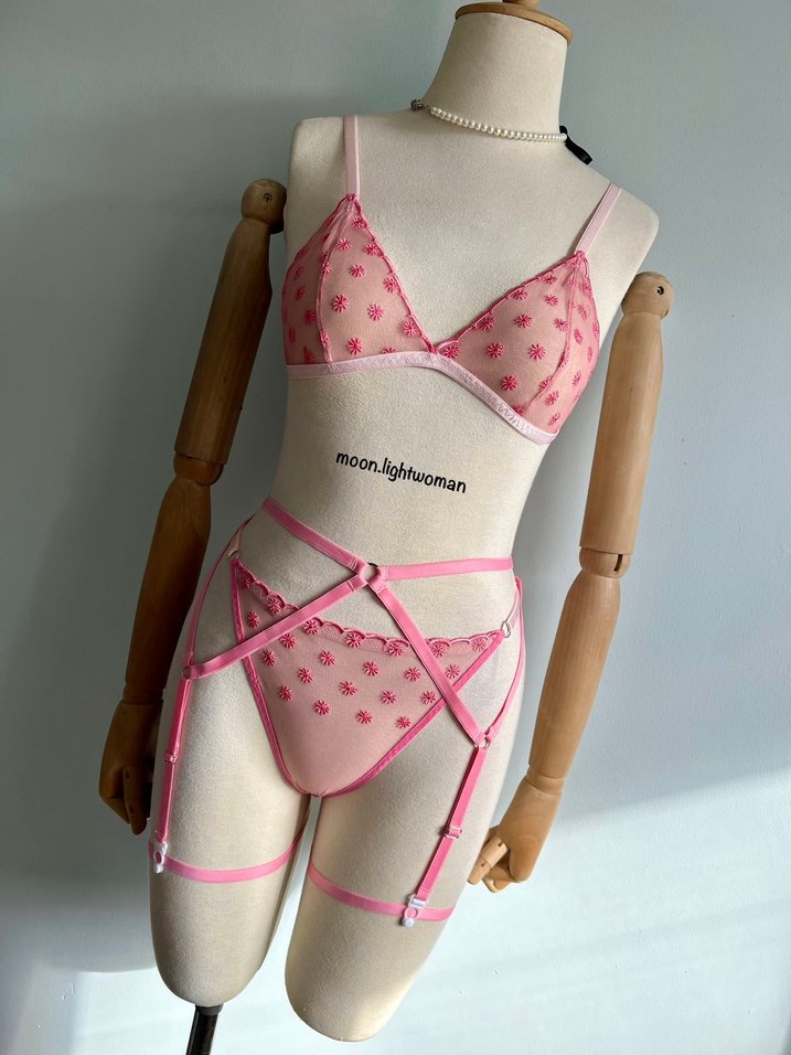 Tasarım Pembe Bralet Takım (Aksesuarlı) - Görsel 2