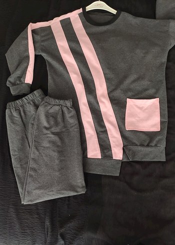 Gri Pembe Detaylı Kadın Eşofman Takımı - Görsel 2