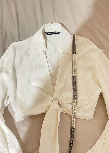 Zara zara crop keten gömlek