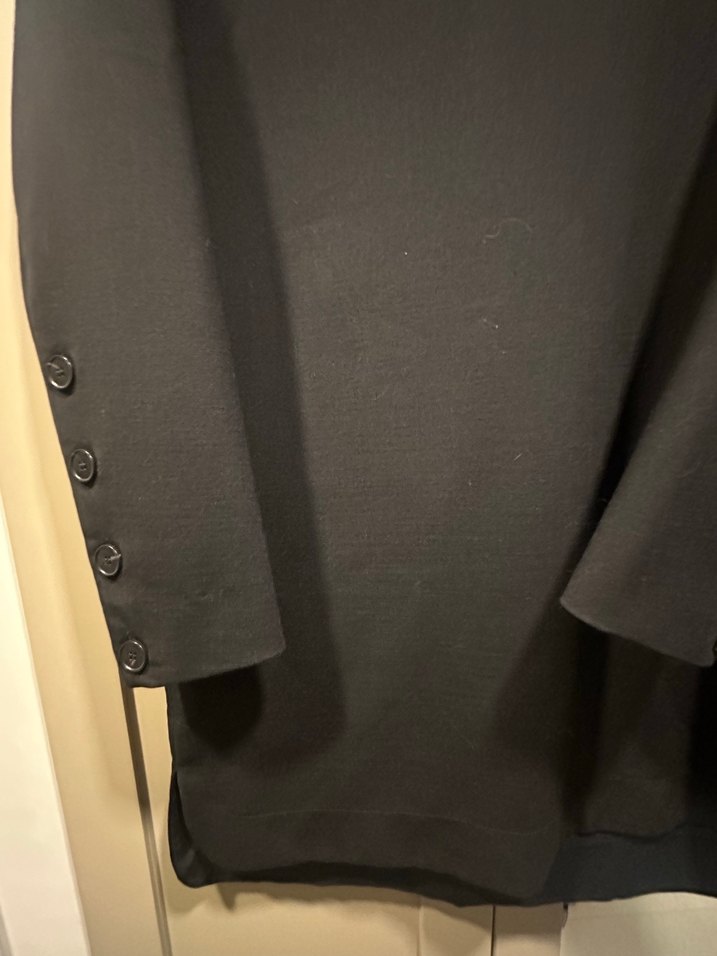 Düğmeli Siyah Uzun Kollu elbise - Görsel 2