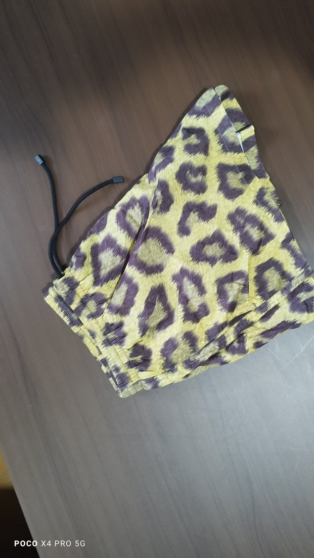 Sarı Leopar Desenli Erkek Mini Şort - Görsel 4