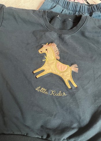 Kız Çocuk Mavi Baskılı Sweatshirt ve Pantolon Takımı - Görsel 2