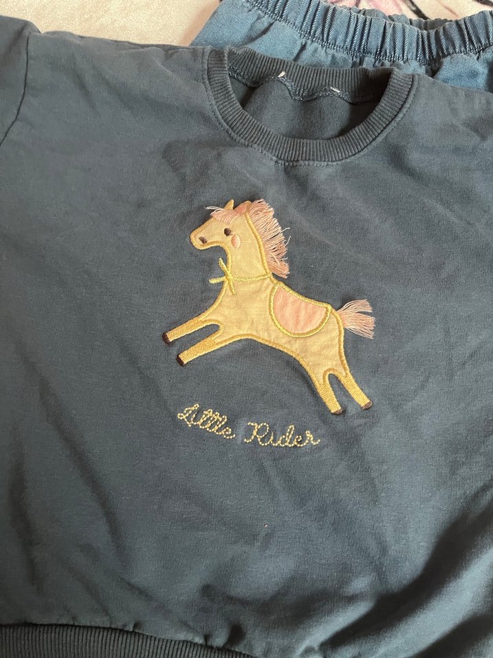 Kız Çocuk Mavi Baskılı Sweatshirt ve Pantolon Takımı - Görsel 2