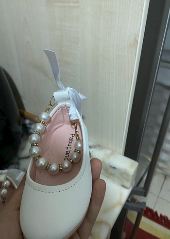 İnci Detaylı Beyaz Kız Çocuk Babet - Görsel 3