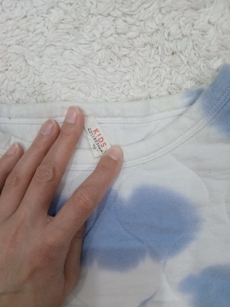 Kadın Mavi Batik Desenli Peluş Sweatshirt - Görsel 3