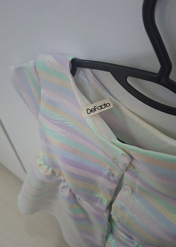 Kız Çocuk Çok Renkli Pliseli Elbise 5-6 yaş - Görsel 7