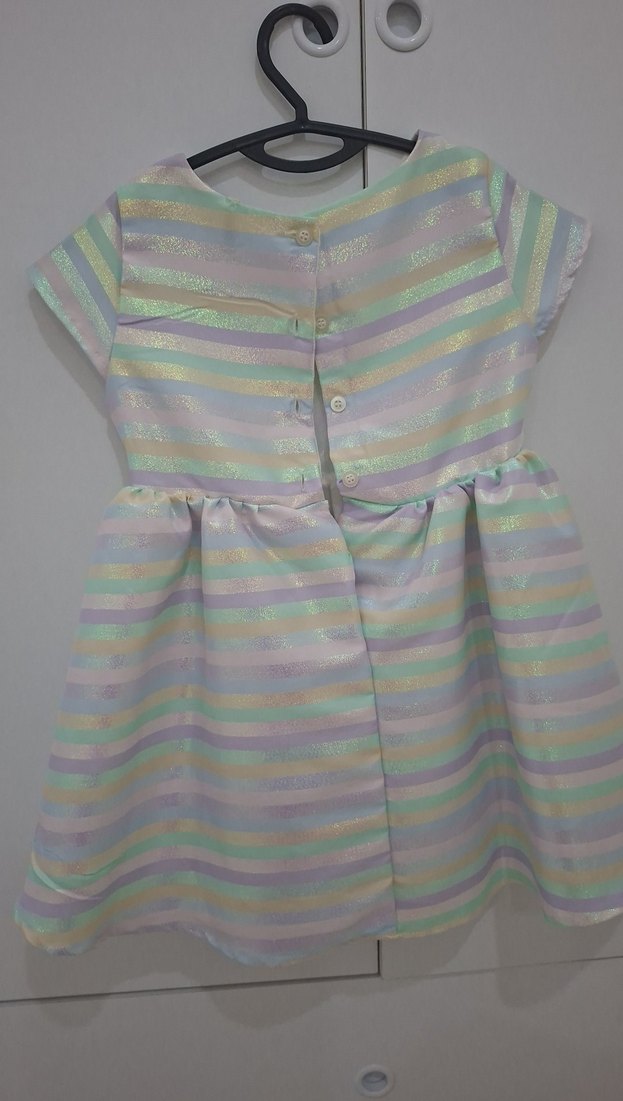 Kız Çocuk Çok Renkli Pliseli Elbise 5-6 yaş - Görsel 4