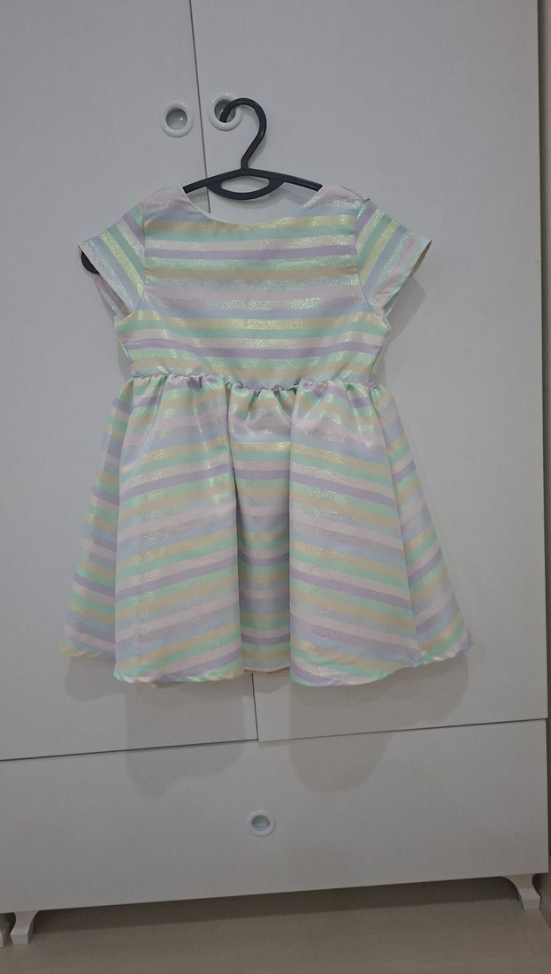 Kız Çocuk Çok Renkli Pliseli Elbise 5-6 yaş - Görsel 2