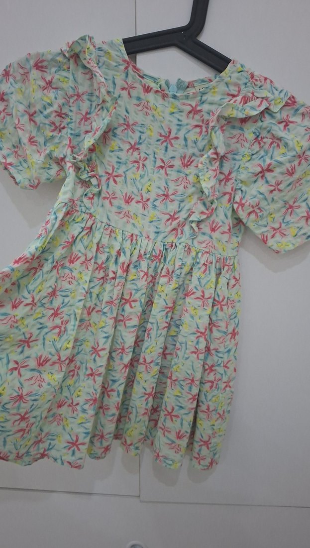 Kız çocuk 3-4 yaş pileli elbise - Görsel 4