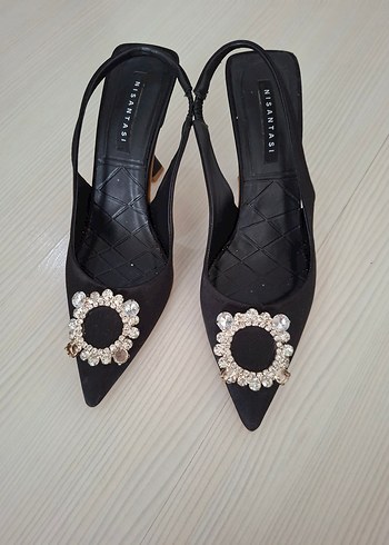 Siyah Taş Detaylı Stiletto Abiye Ayakkabı - Görsel 4