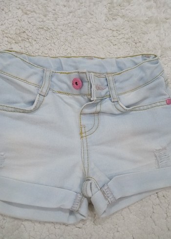 Kızlar için Beyaz Düğmeli Denim Şort - Görsel 3