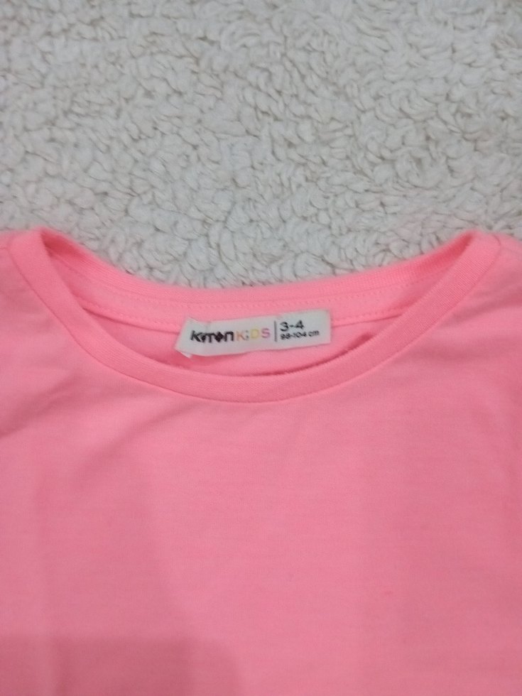 Kız Çocuk Pembe Baskılı Kısa Kollu Tişört - Görsel 2